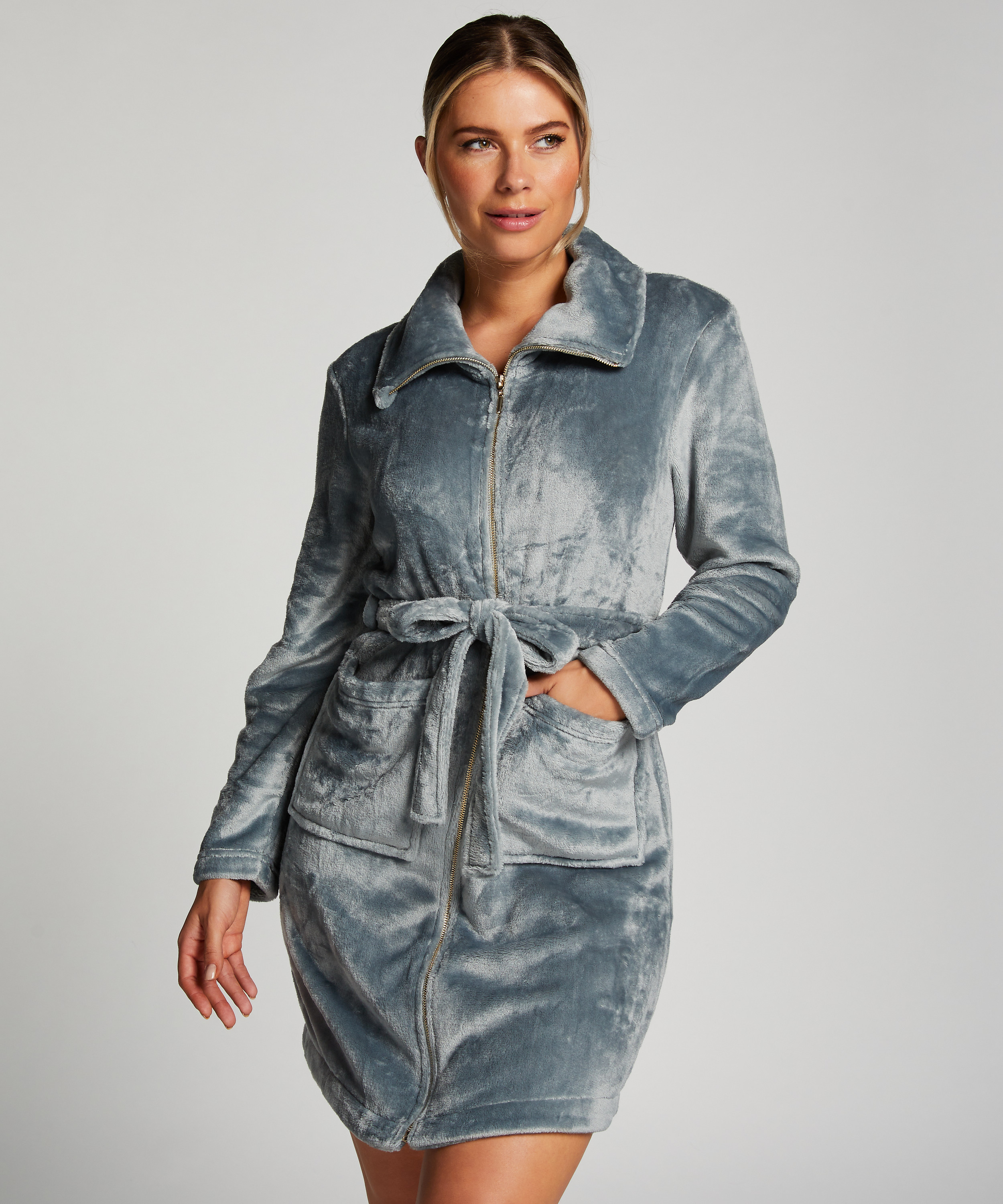 Badekåbe Zip Fleece, Blå, main