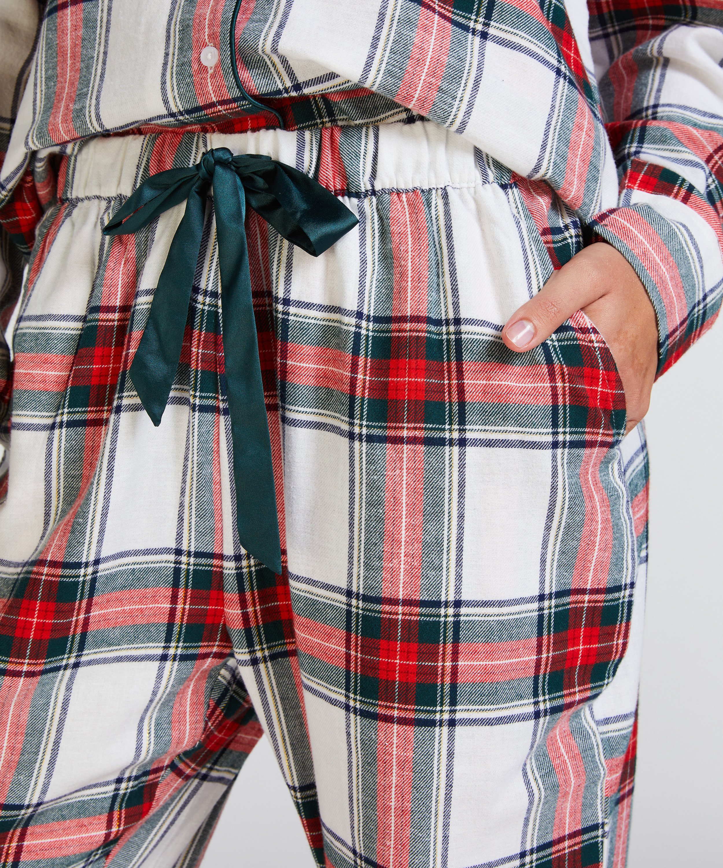 Tall Pyjamasbukser af flanell, Hvid, main