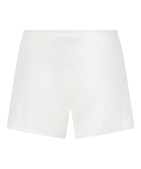 Ribstrikkede shorts, Hvid
