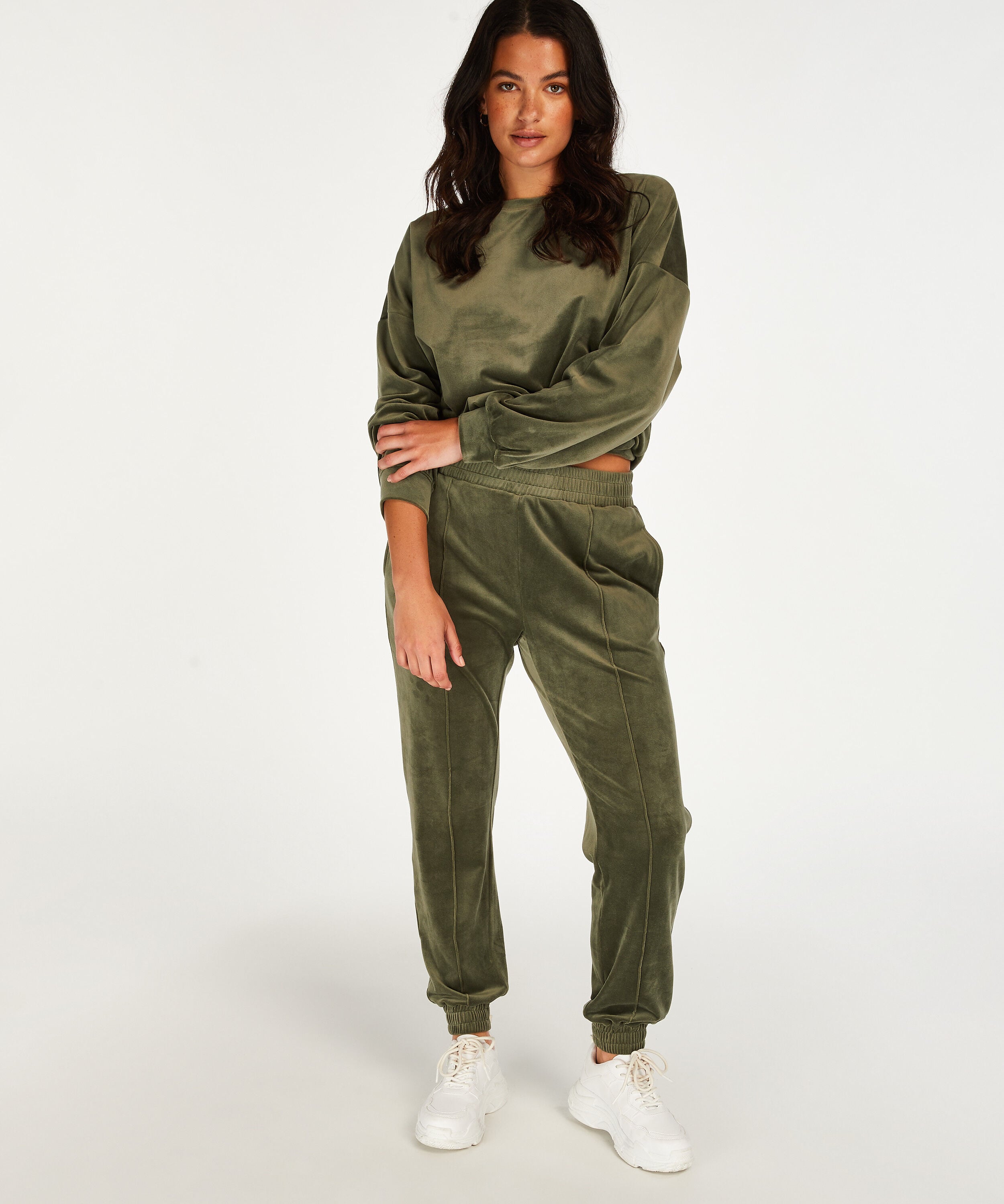 Velourjoggingbukser Pintuck