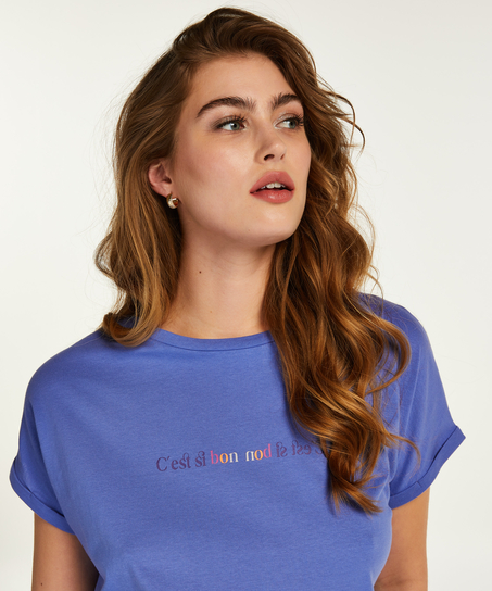 Nat-T-shirt med rund hals, blå
