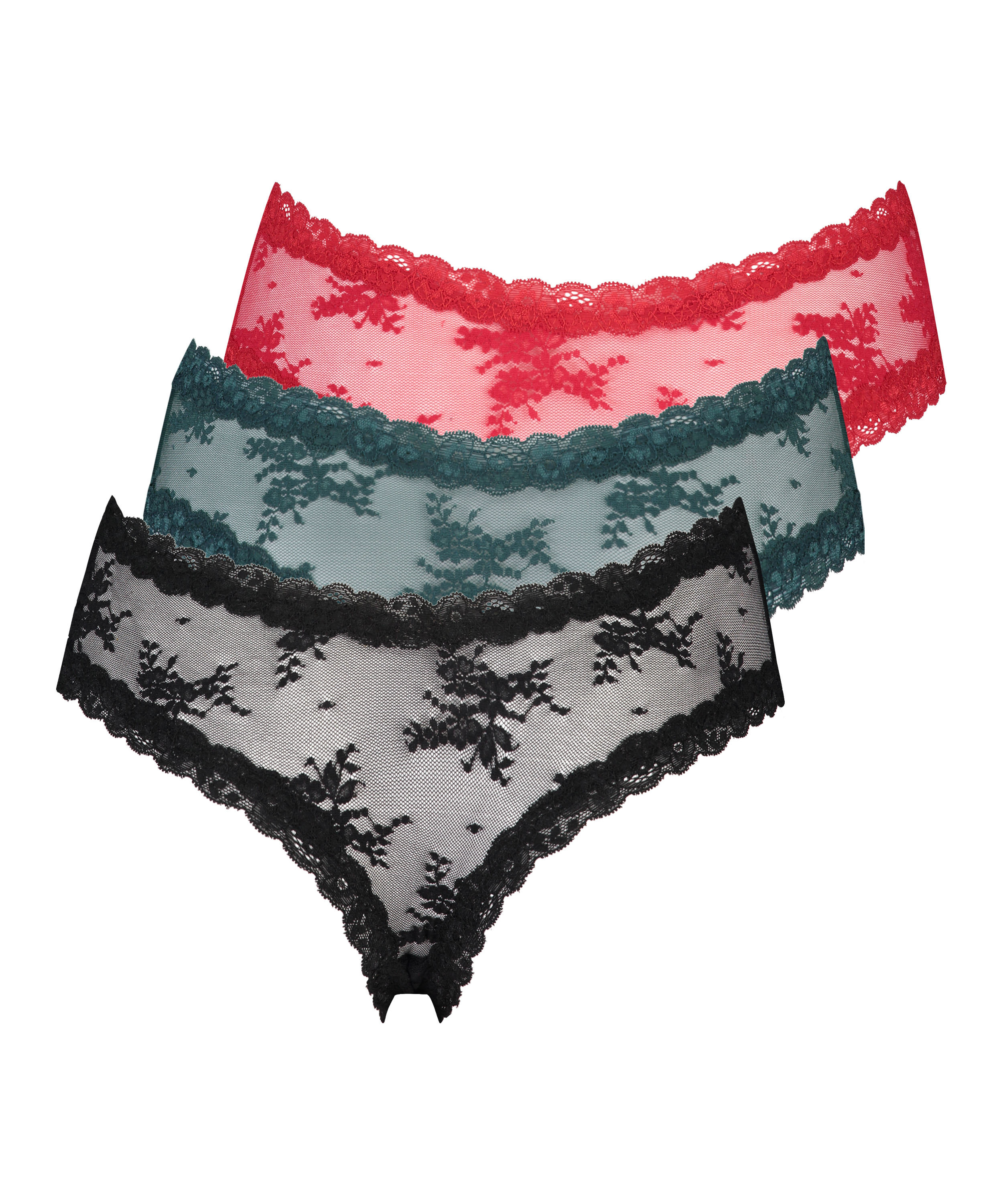 3 par brasilianske trusser V-shpe Mesh, sort, main