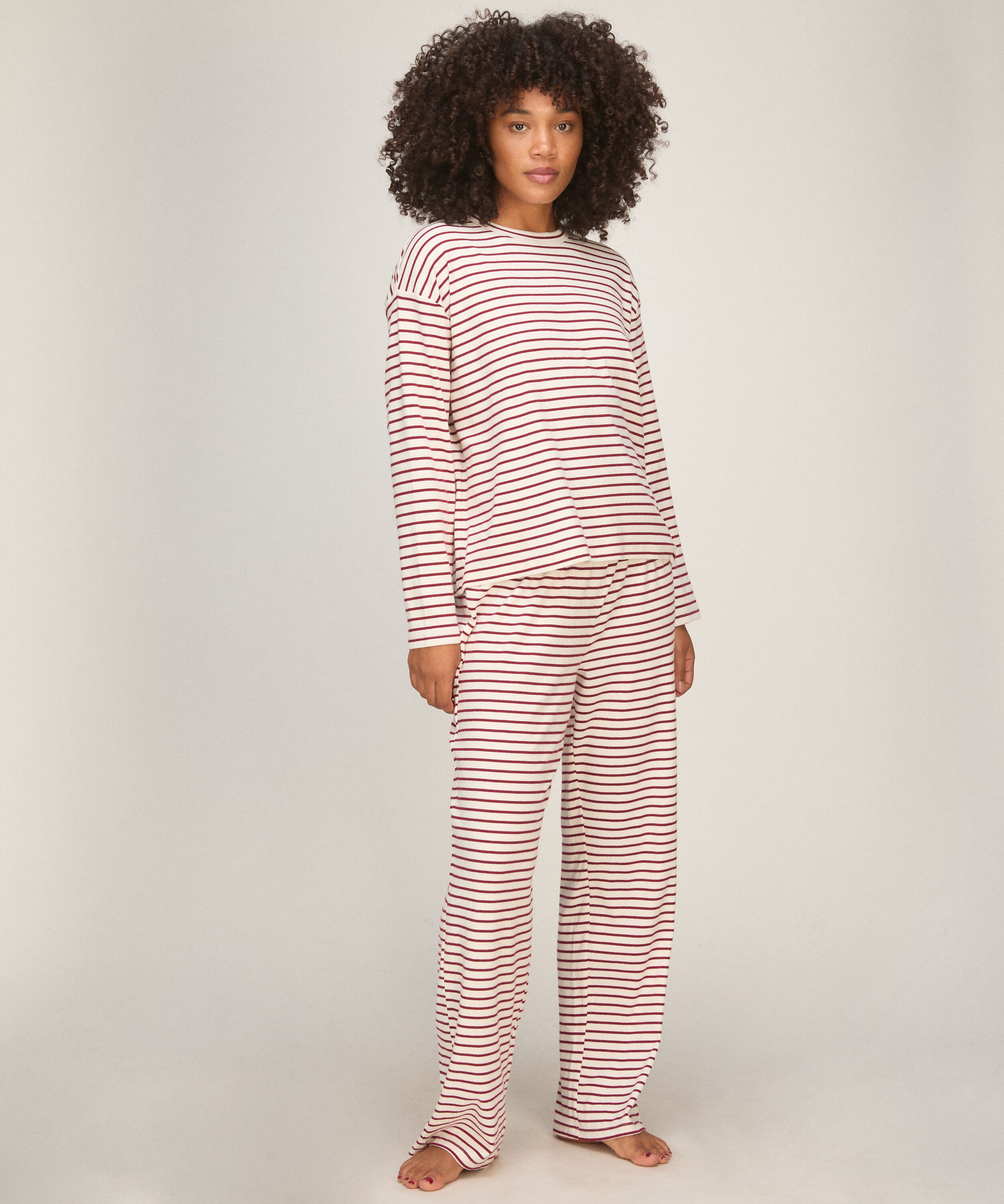 Stribet Pyjamas Lange ærmer, Rød Stribet Pyjamas Lange ærmer, Rød