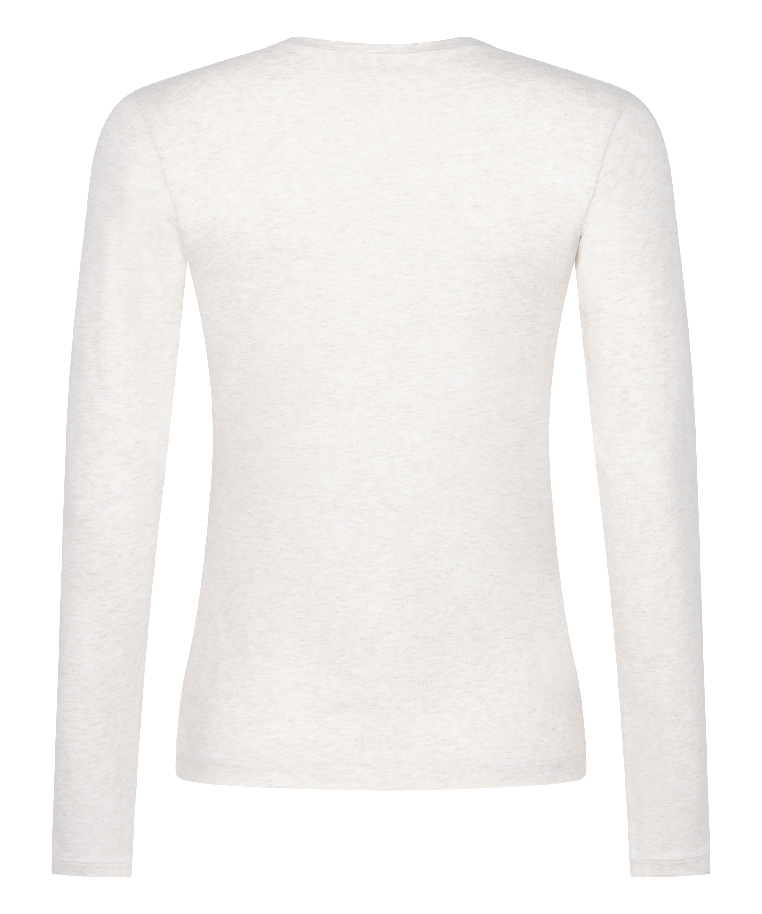 Langærmet top i blød bomuld, Beige, main