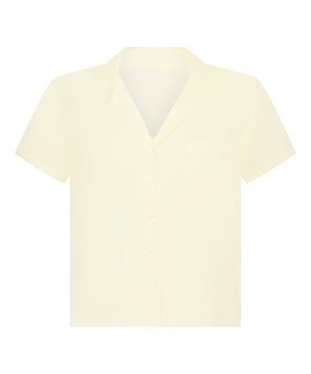 Kort&aelig;rmet satinjakke, Gul