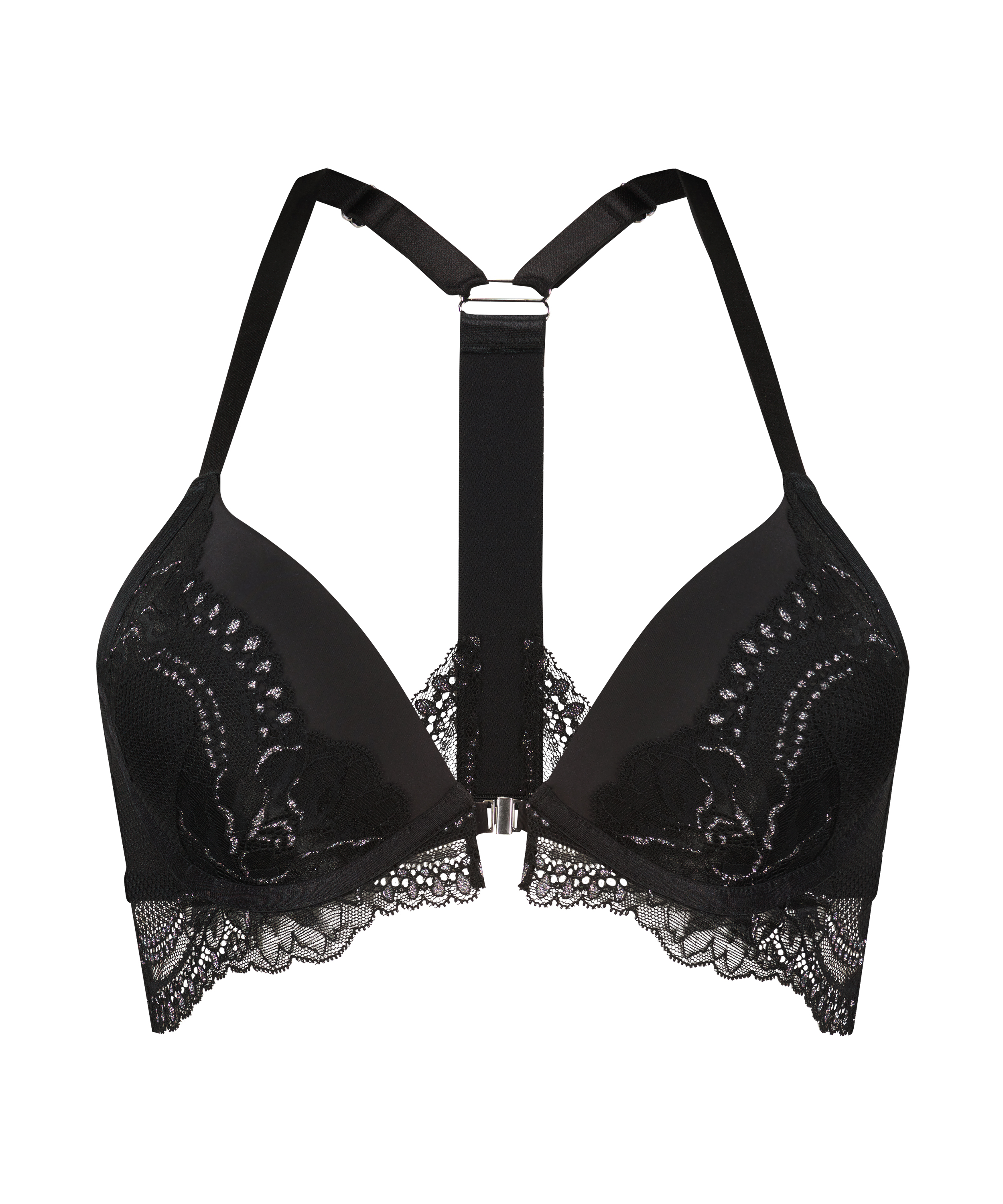 Formstøbt push-up longline bøjle-bh Donna Sparkle, Sort, main