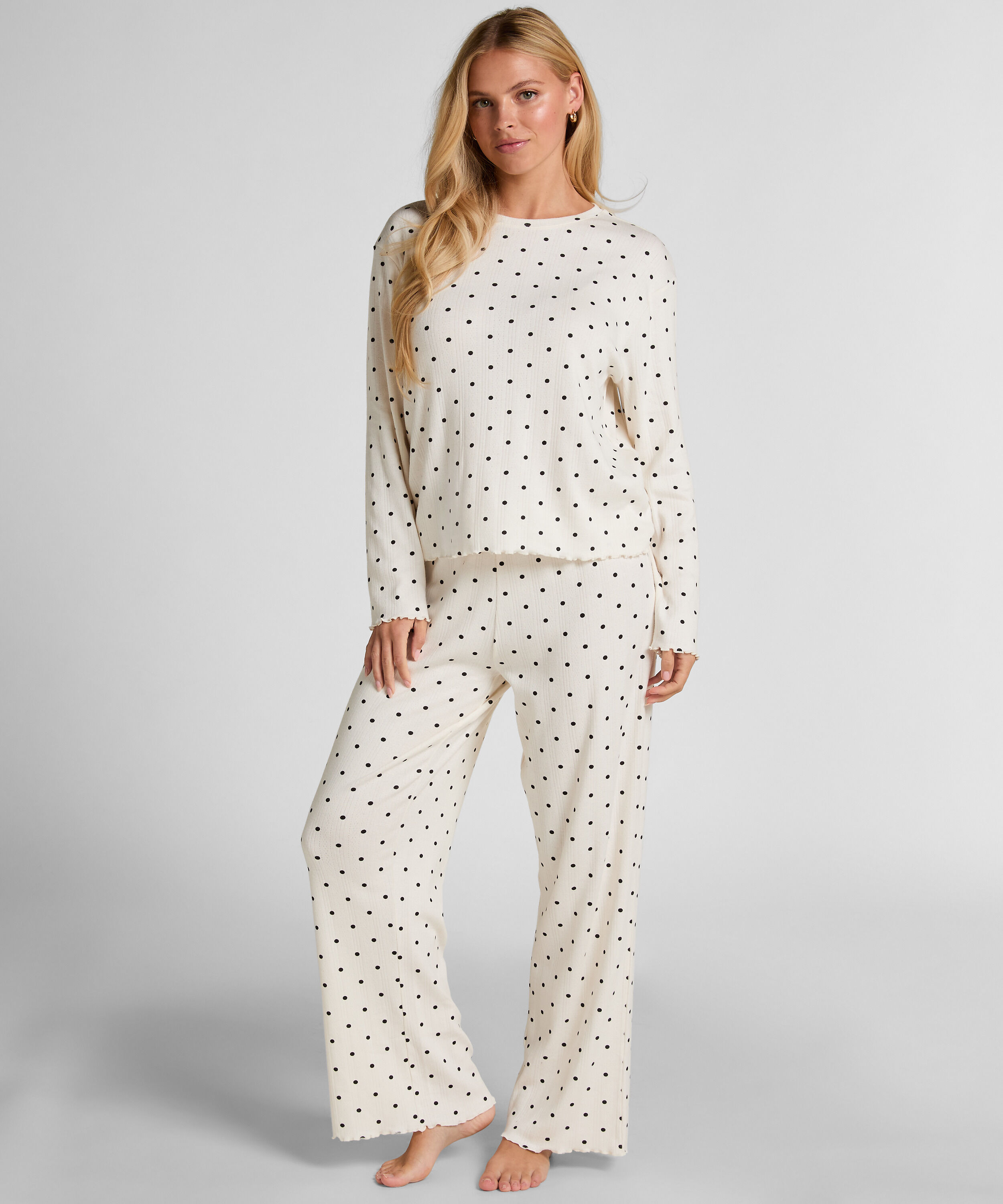 Pyjama Pant Loose Pointelle, Hvid