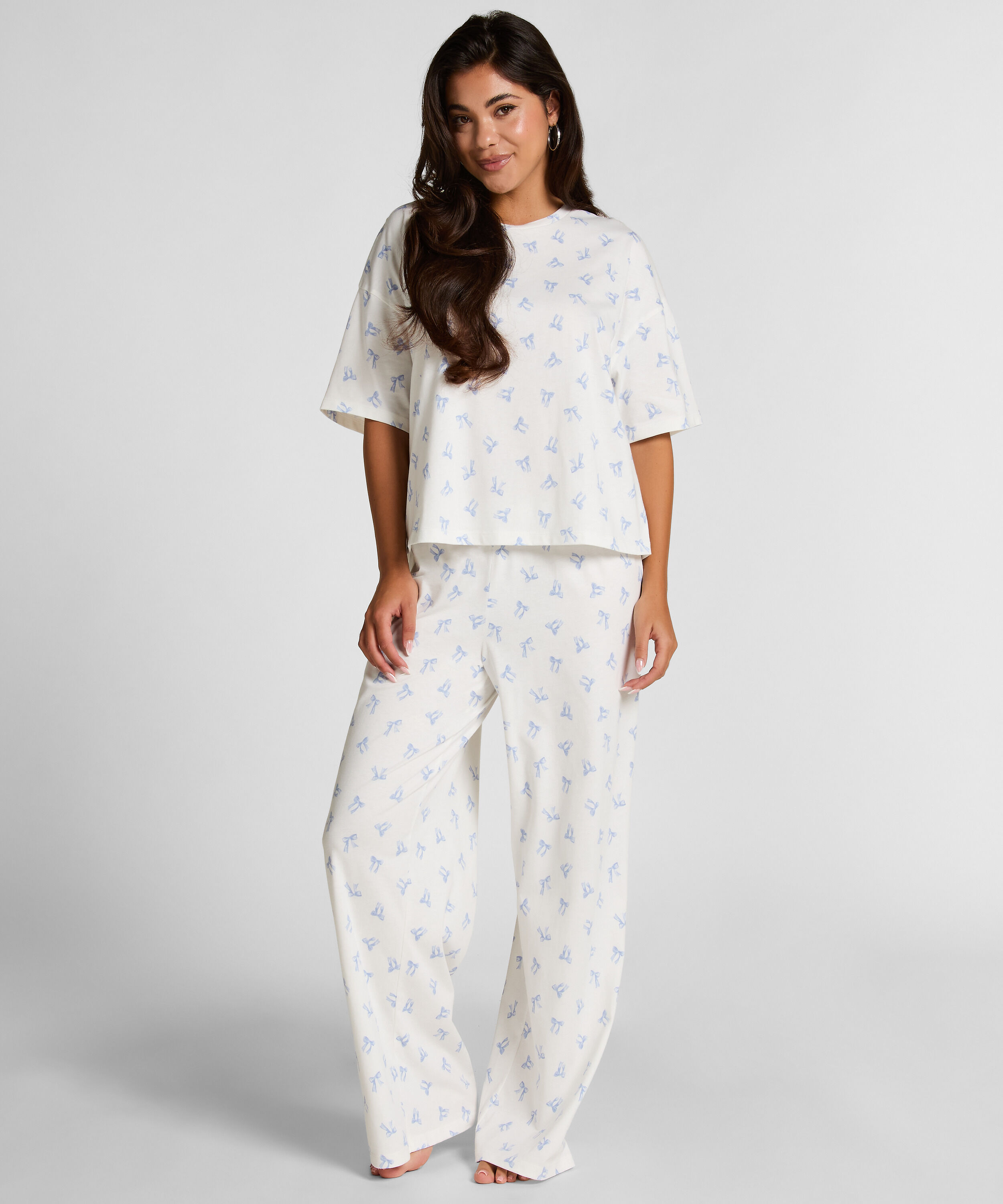 Pyjama Set Cotton Jersey Long, Hvid