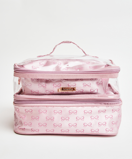 3-pak makeuptaske, pink