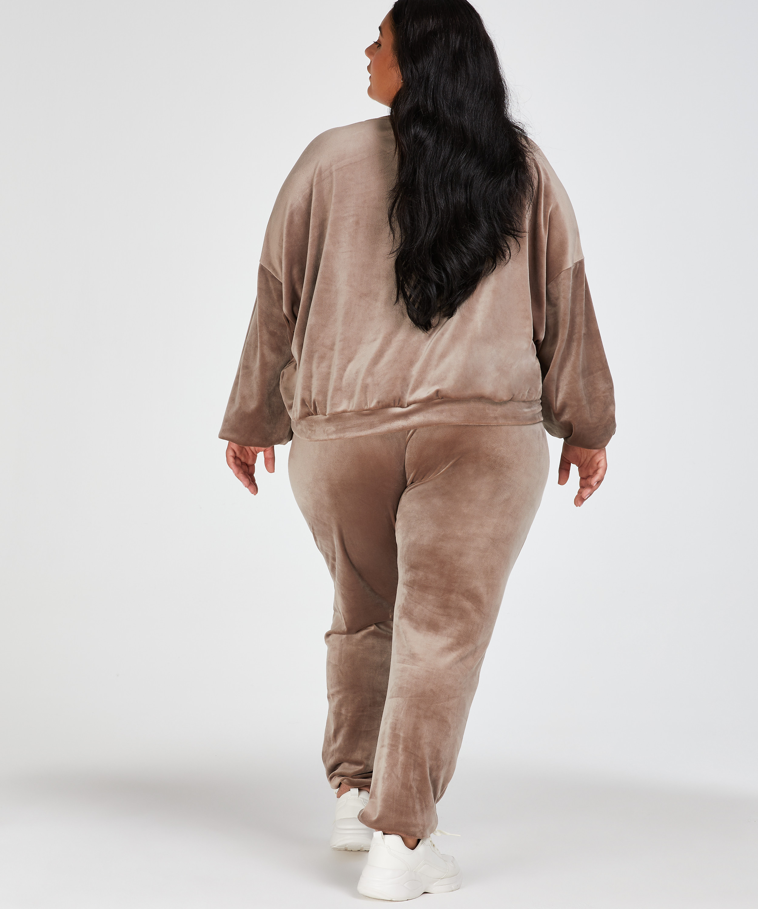 Top velour Lurex, Brun, main