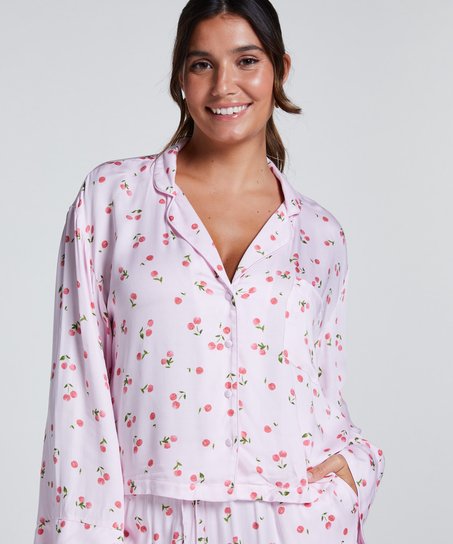 Langærmet satinjakke, Lyserød