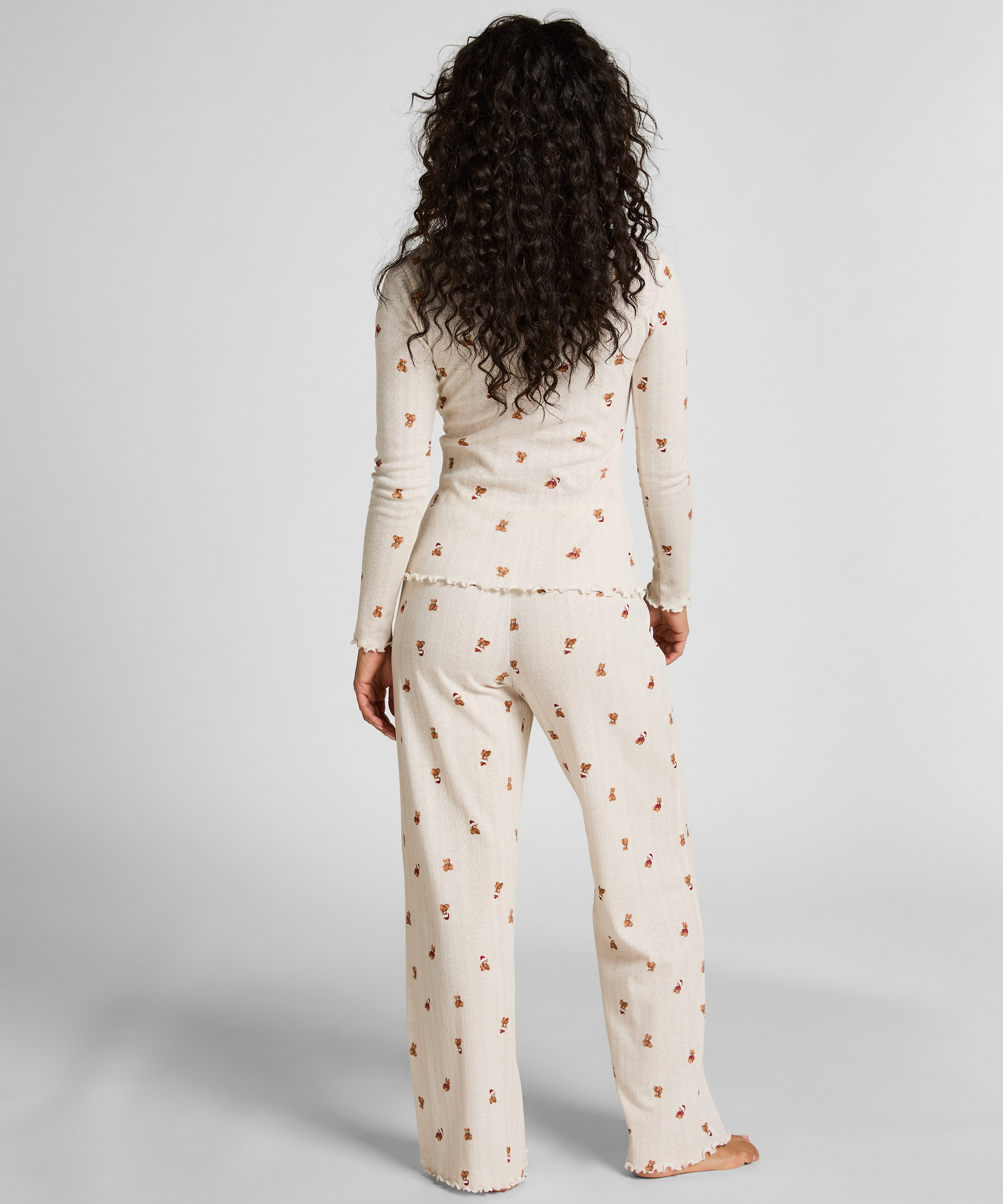 Pyjamastop Pointelle, Hvid, main