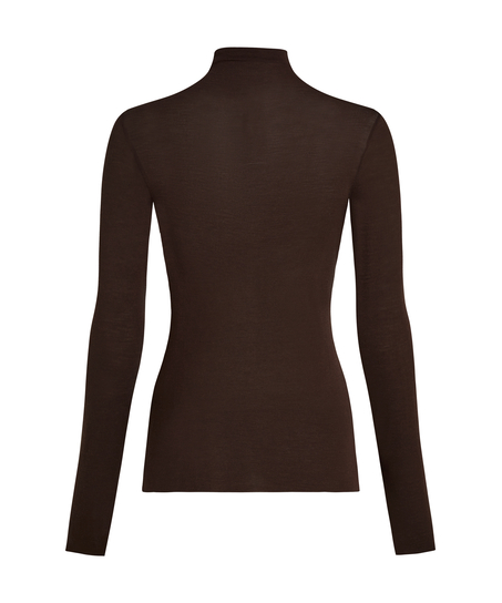 super soft rullekrave bluse med cashmere, Brun