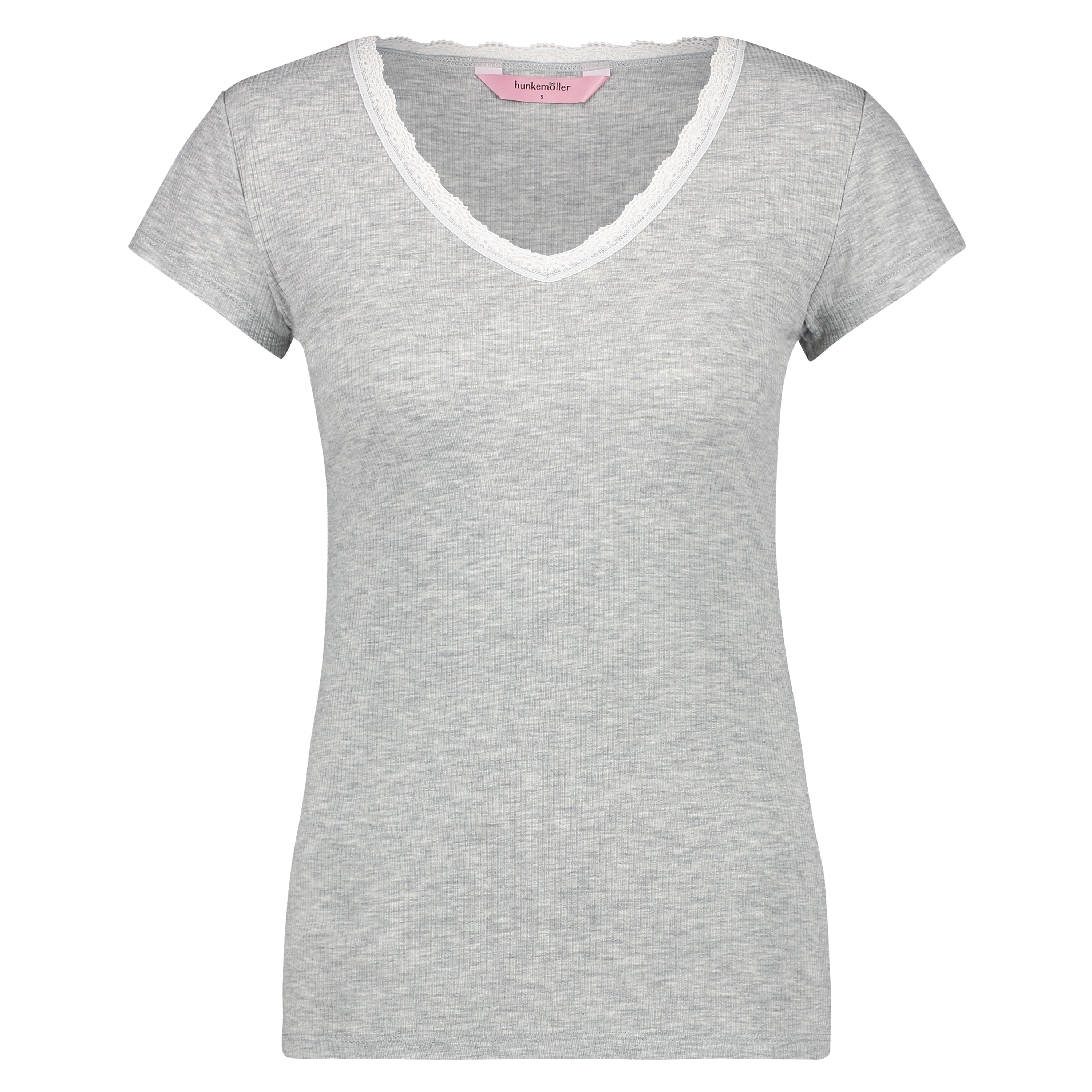 Rib top V-Neck, Gr&aring;, main
