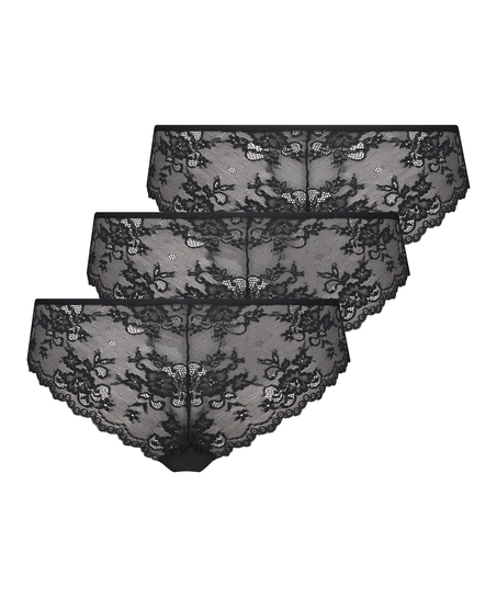 3-stykspakning usynlig brasiliansk trusse, Sort