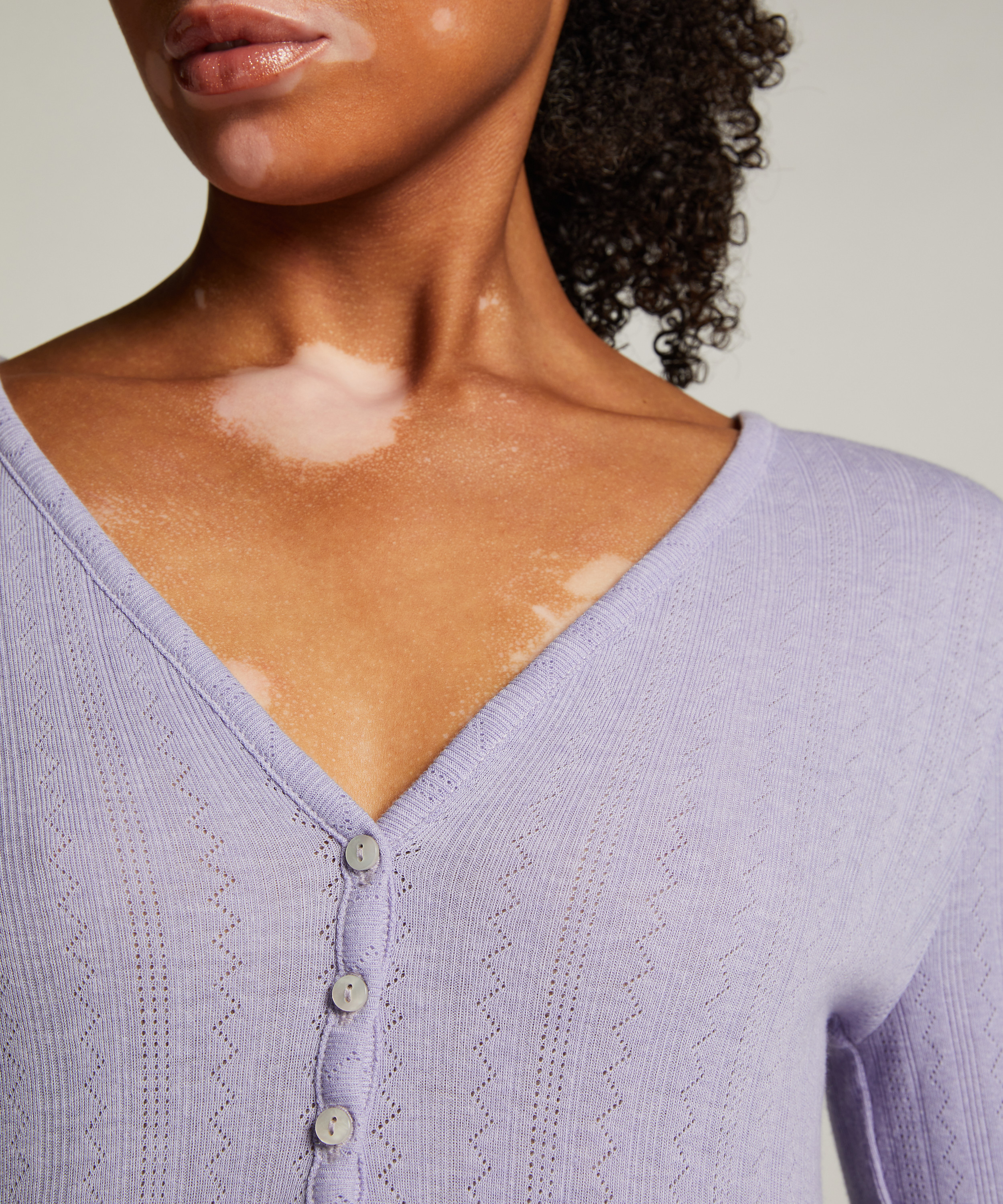 Pyjamastop Henley, Lilla, main