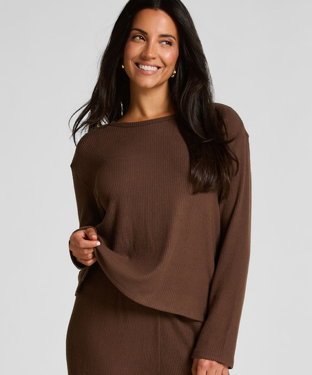 Pyjamastop Jersey, Brun