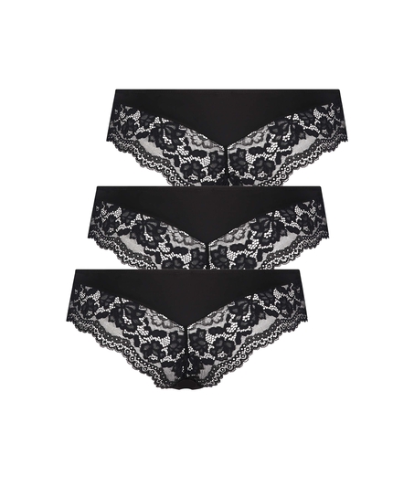 3-pak brasiliansk short-trusse Valencia, sort