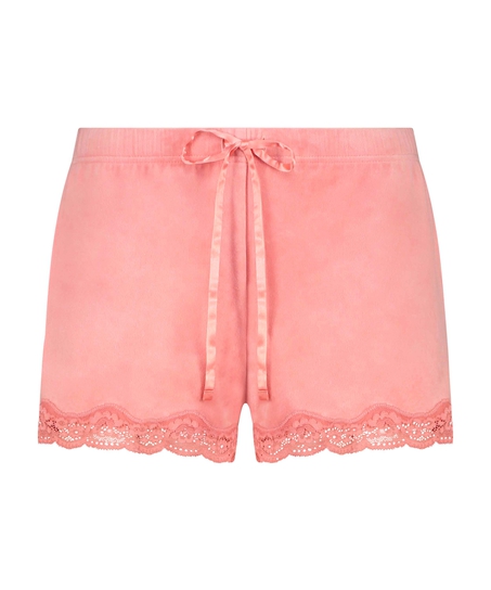 Shorts velour Lace, Lyserød
