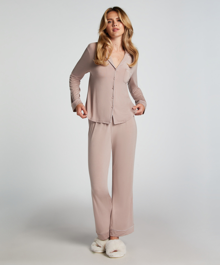 Langærmet jerseyjakke Essential, Beige