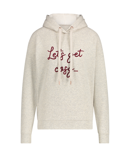 Langærmet Hættetrøje, Beige
