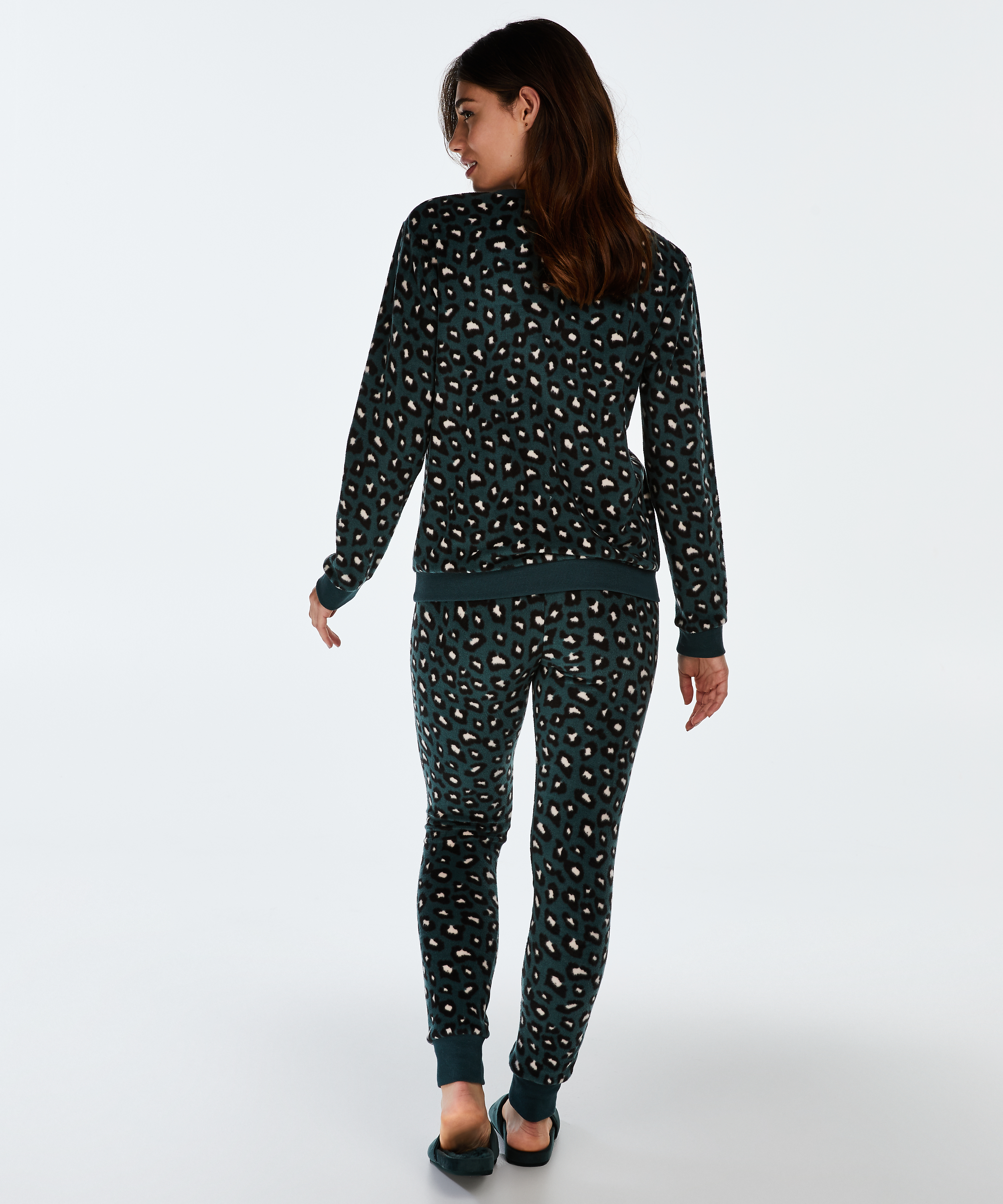 Fleece top med lange &aelig;rmer, Gr&oslash;n, main