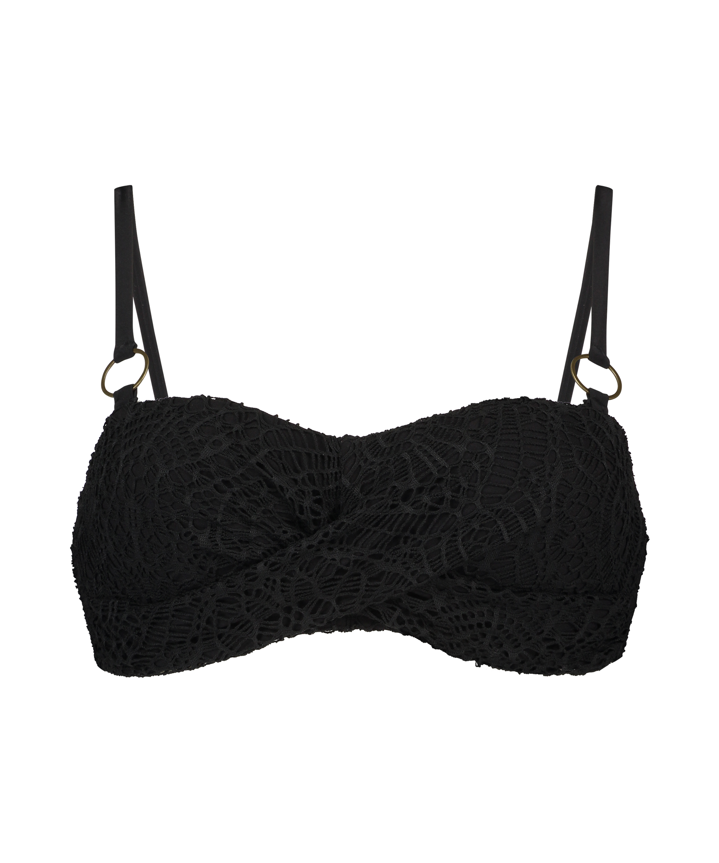 Formstøbt bandeau-bikinitop Crochet, Sort, main