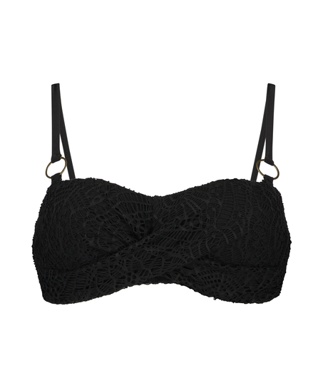 Formstøbt bandeau-bikinitop Crochet, Sort