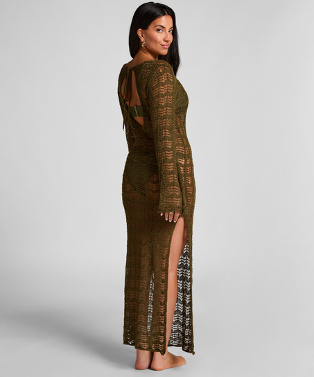 Hæklet maxi-kjole, grøn