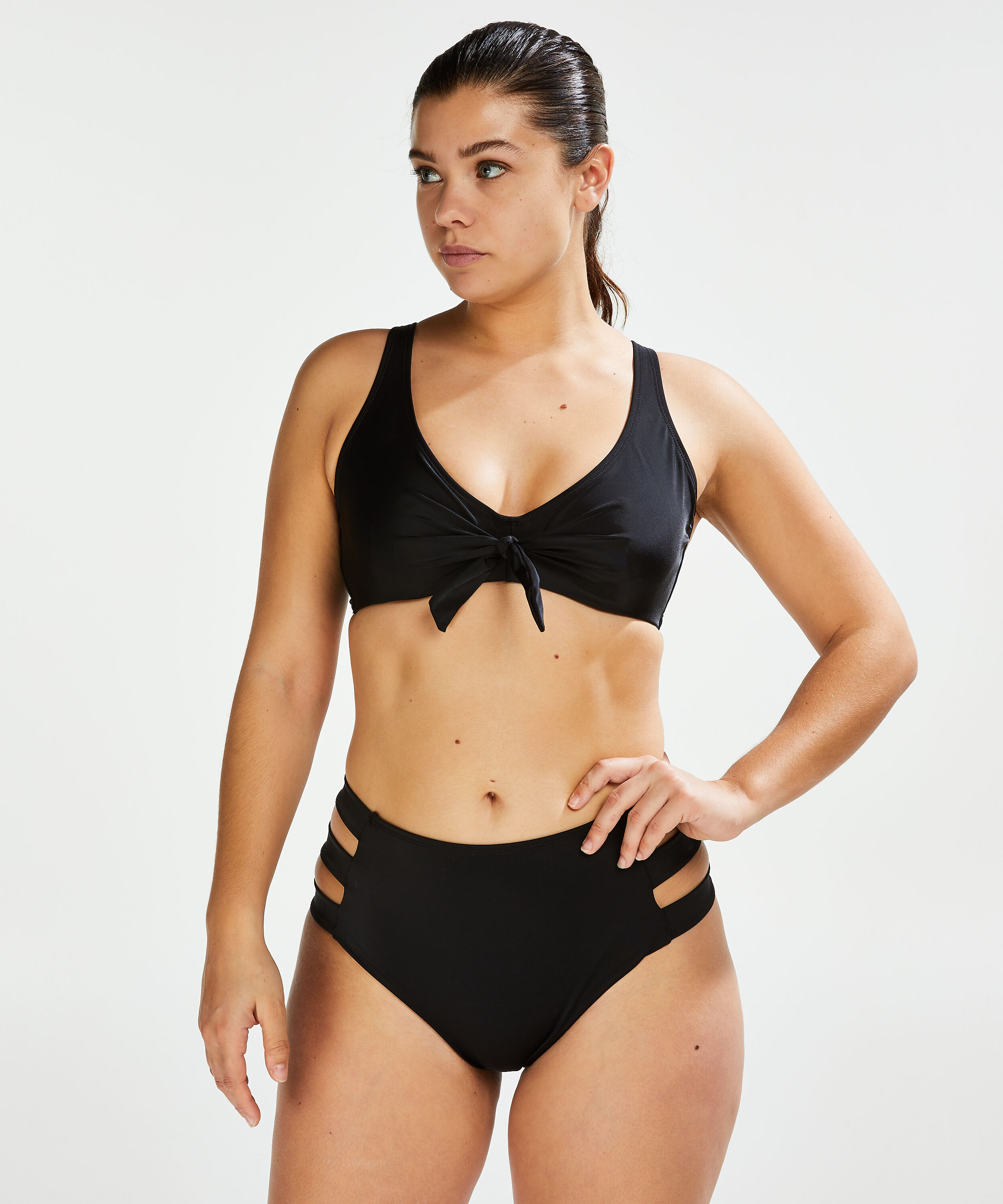 Sunset Dream bikinitrusse med høj talje, Sort