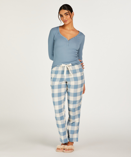 Pyjamastop med lange ærmer, blå