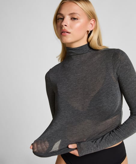 super soft rullekrave bluse med cashmere, Gr&aring;