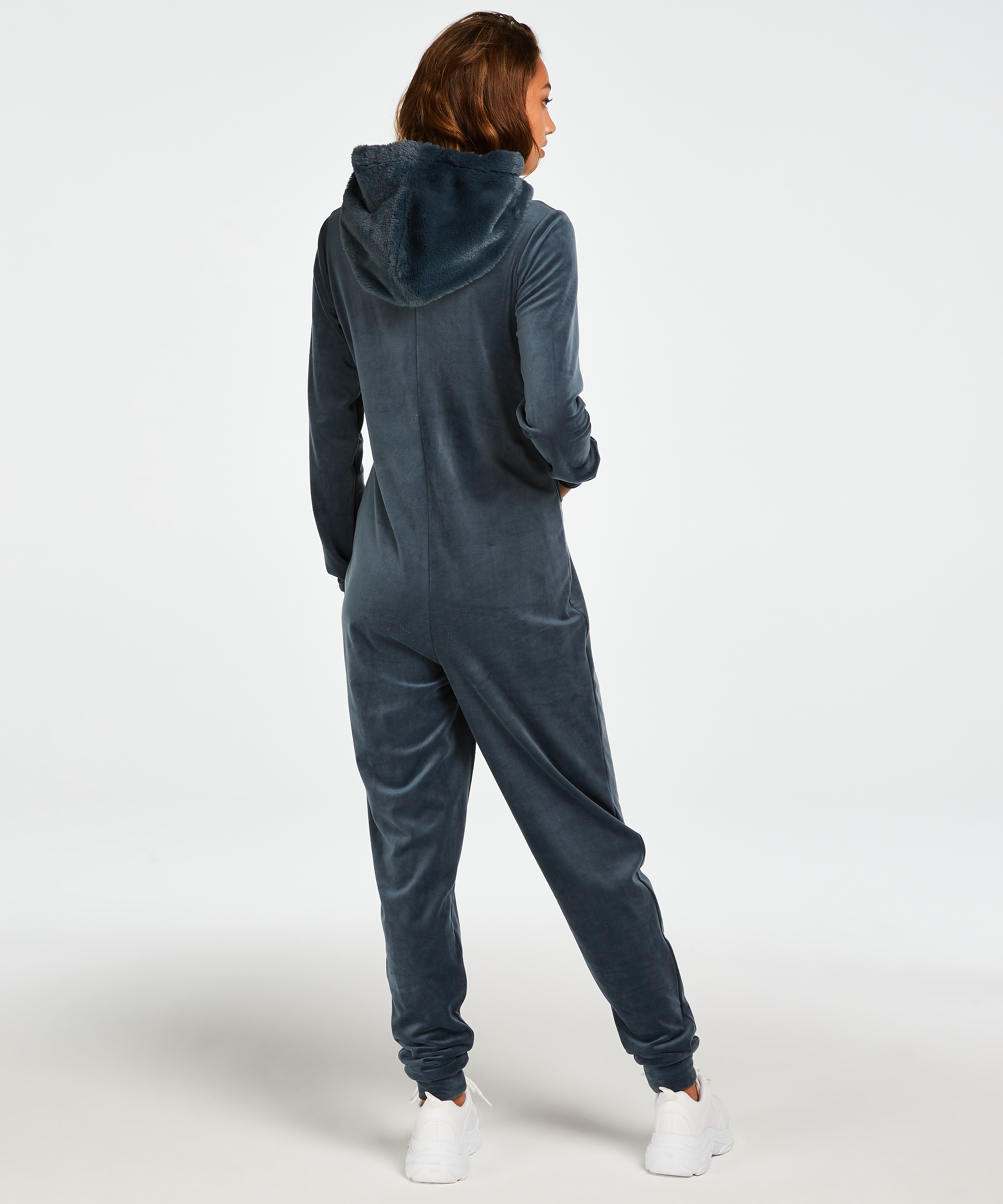 Onesie-jumpsuit Velour, blå, main
