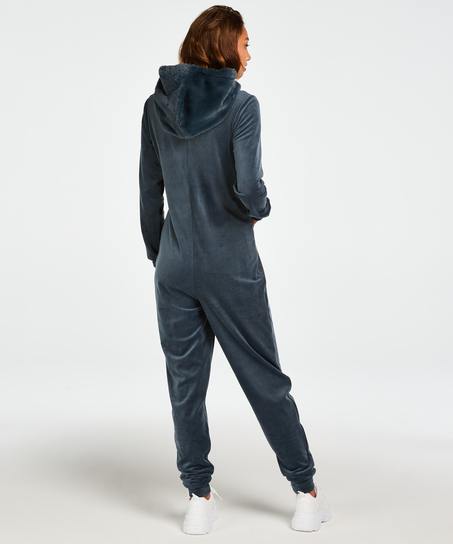 Onesie-jumpsuit Velour, blå
