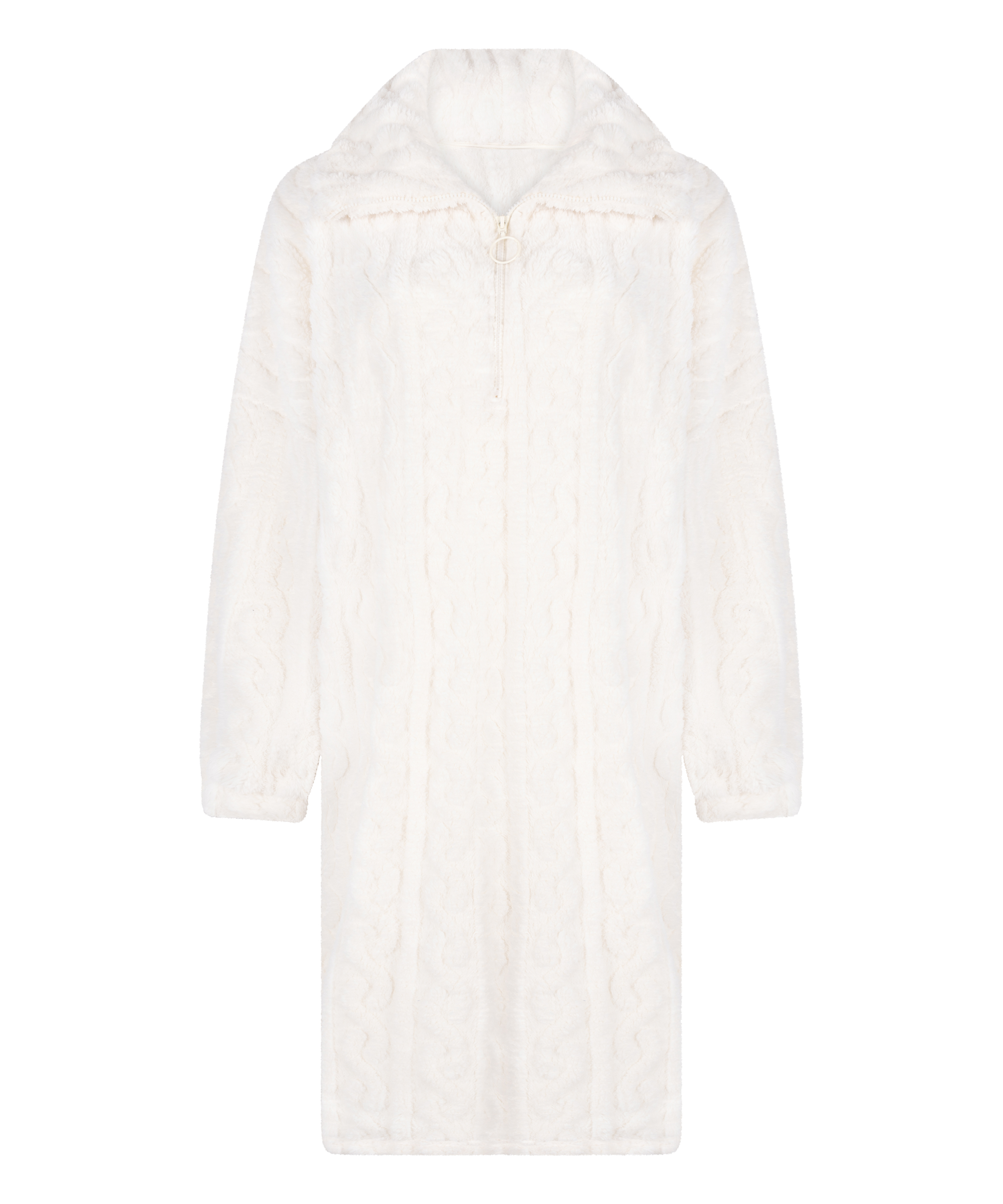 Poncho i Kabelstrik Fleece, Hvid, main