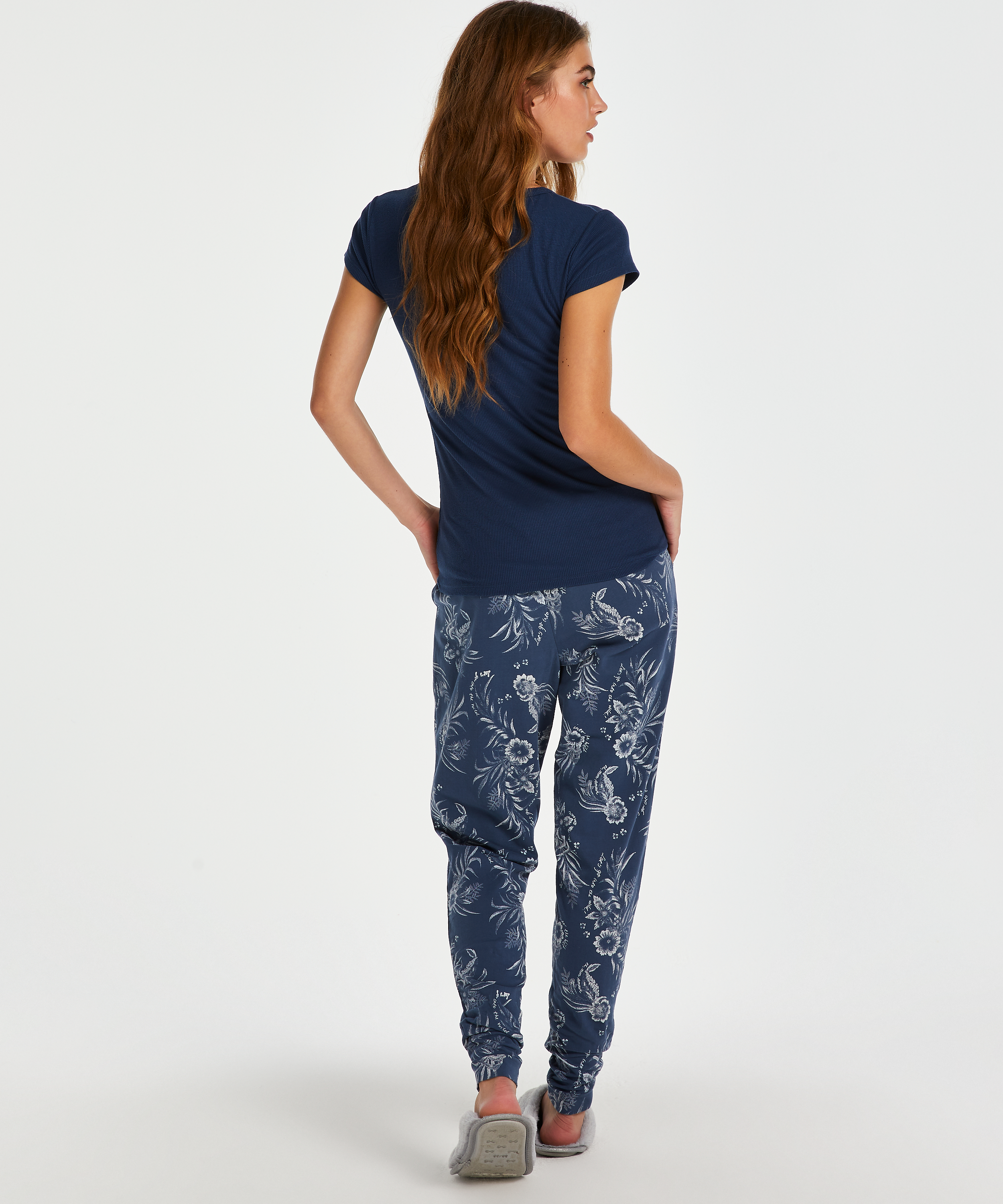 Pyjamastop korte ærmer rib, Blå, main