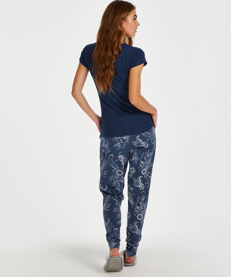 Pyjamastop korte ærmer rib, Blå