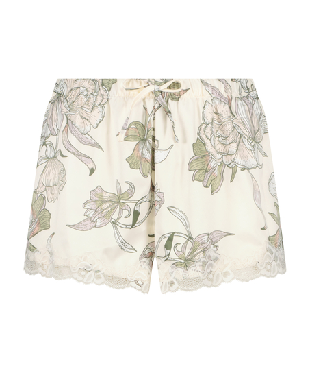Pyjamasshorts Satin, Hvid