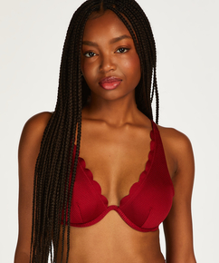 Ikke-formstøbt bikinitop med bøjle Scallop, rød