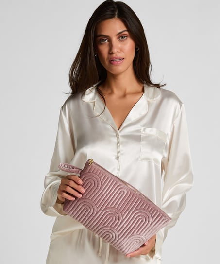 Stor makeuptaske i velour, Lilla