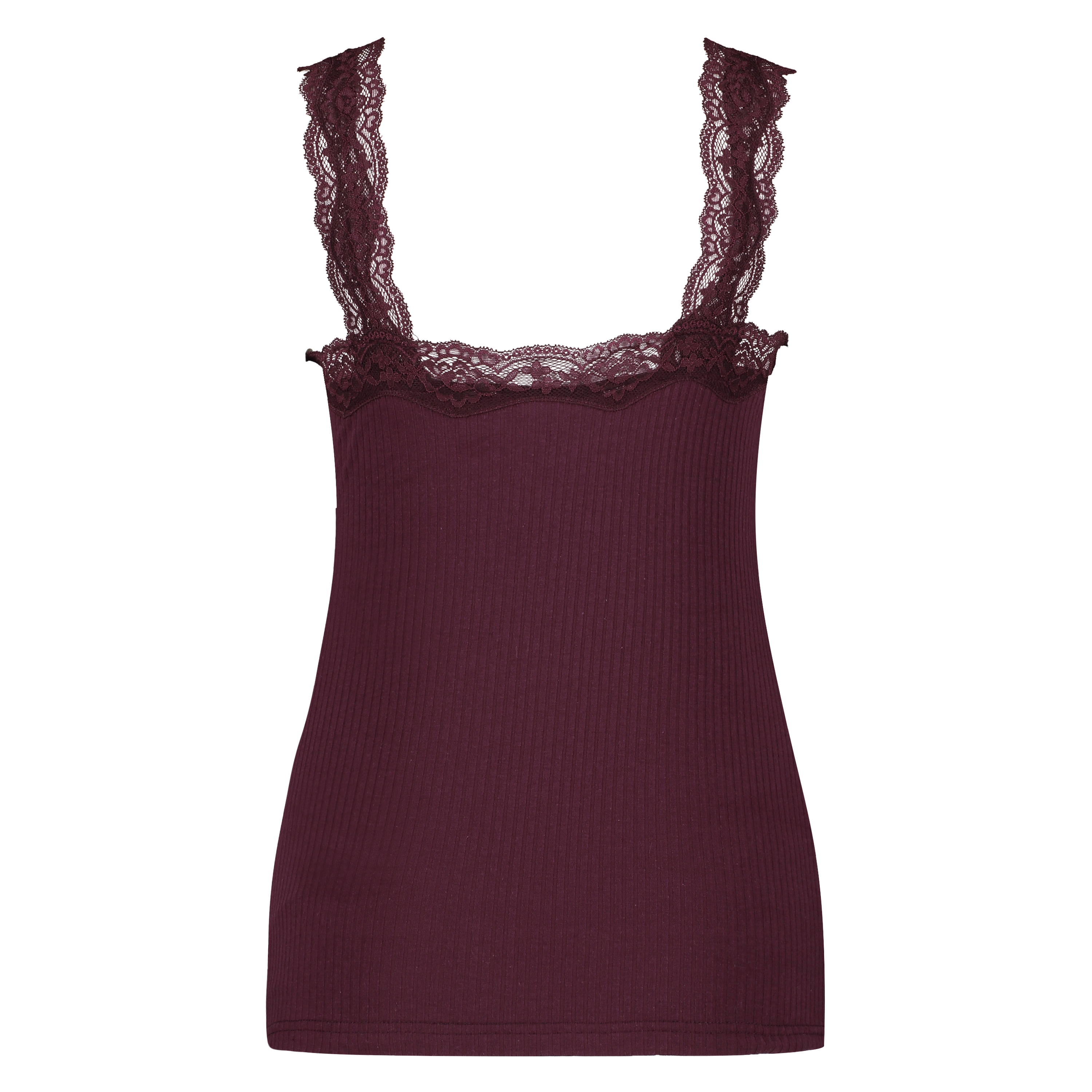 Top Rib Cami lace, R&oslash;d, main