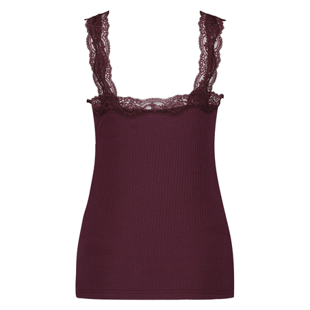 Top Rib Cami lace, R&oslash;d