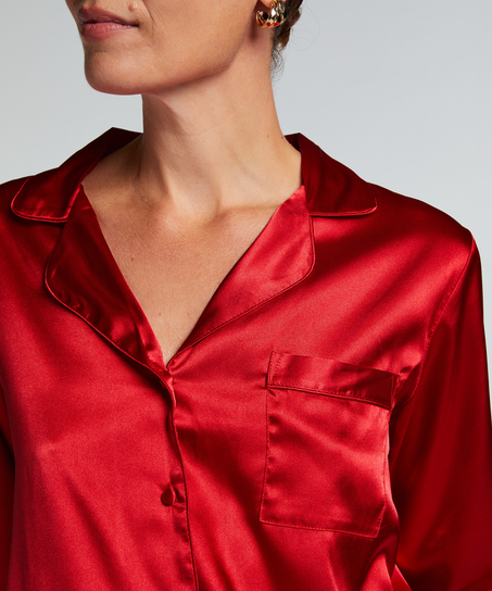 Langærmet satinjakke, Rød
