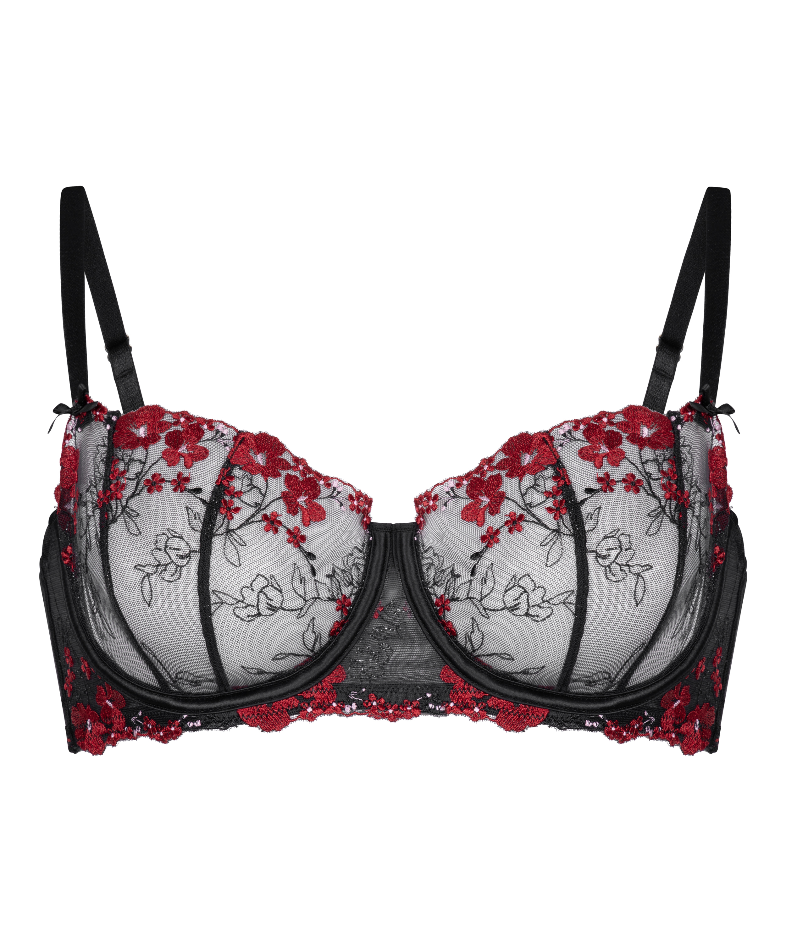 Ikke-formst&oslash;bt b&oslash;jle-bh med p&aelig;oner, Sort, main