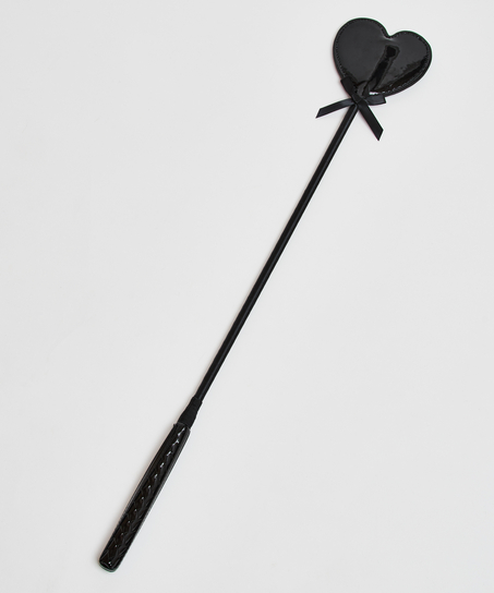 Privat pisk med læderagtigt look, sort