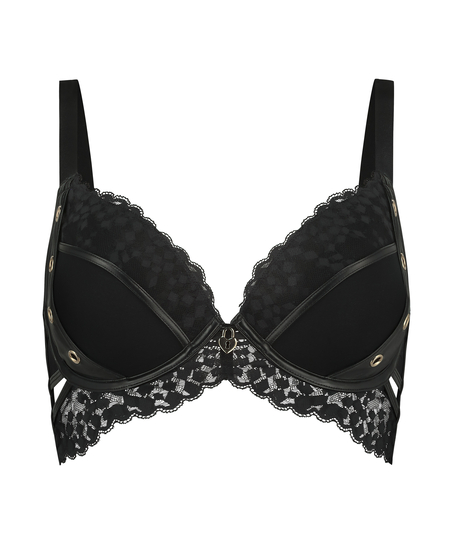 Formstøbt longline-bøjle-push-up-bh Desire, Sort