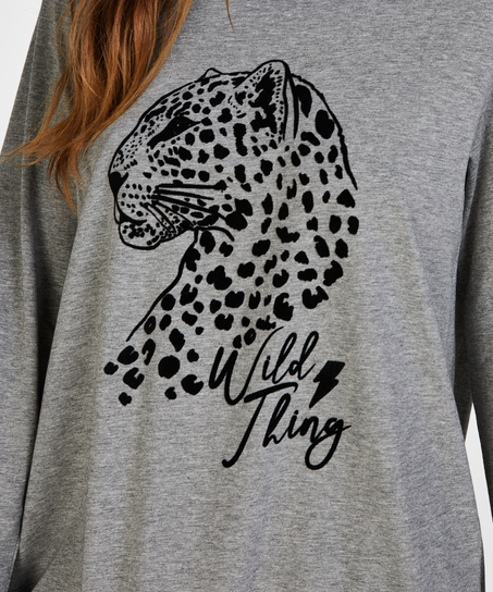 Natkjole med rund hals, Gr&aring;