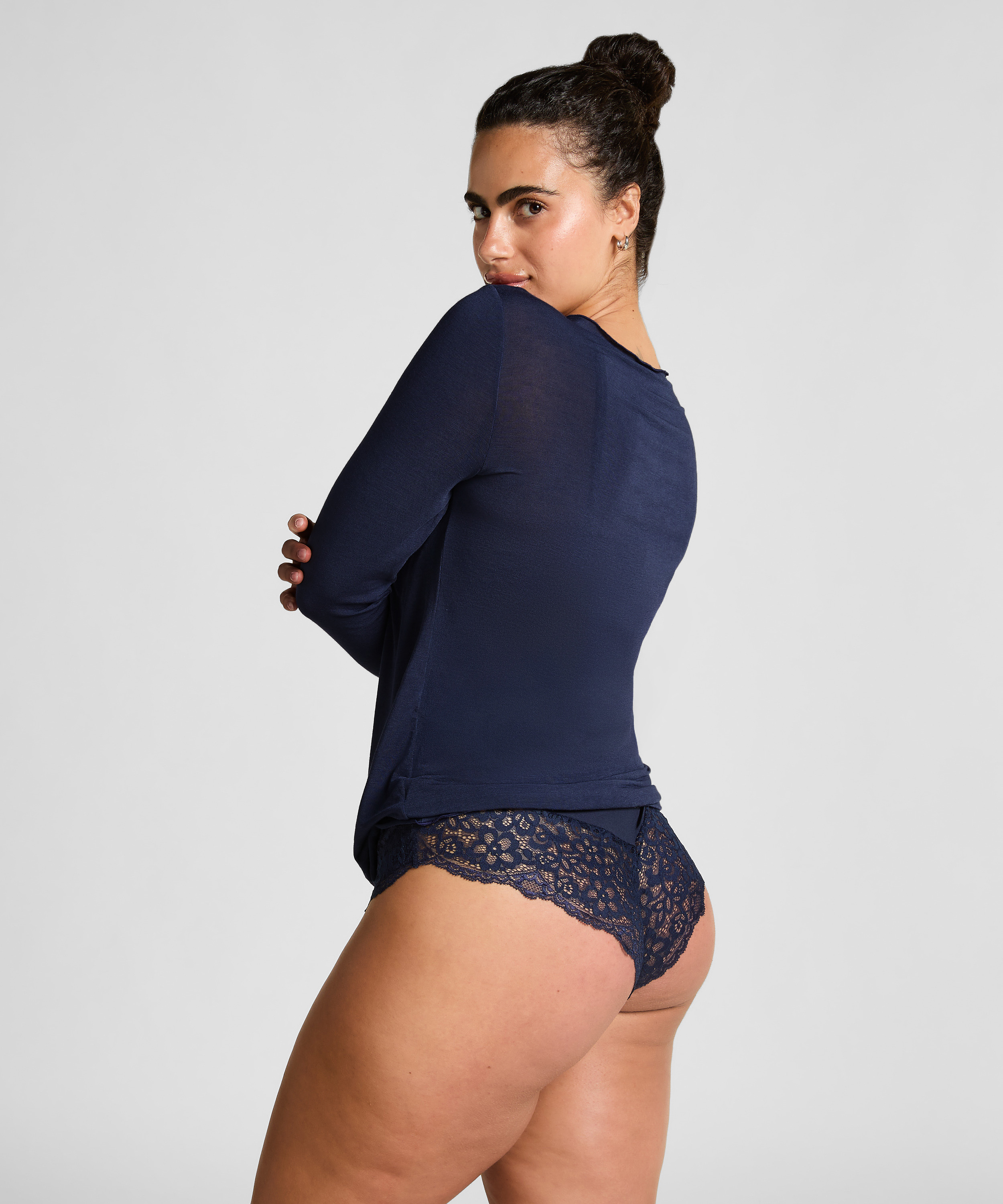 super soft b&aring;dhals bluse med cashmere, Bl&aring;, main