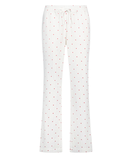Pyjamasbukser Jacquard Hearts, Hvid