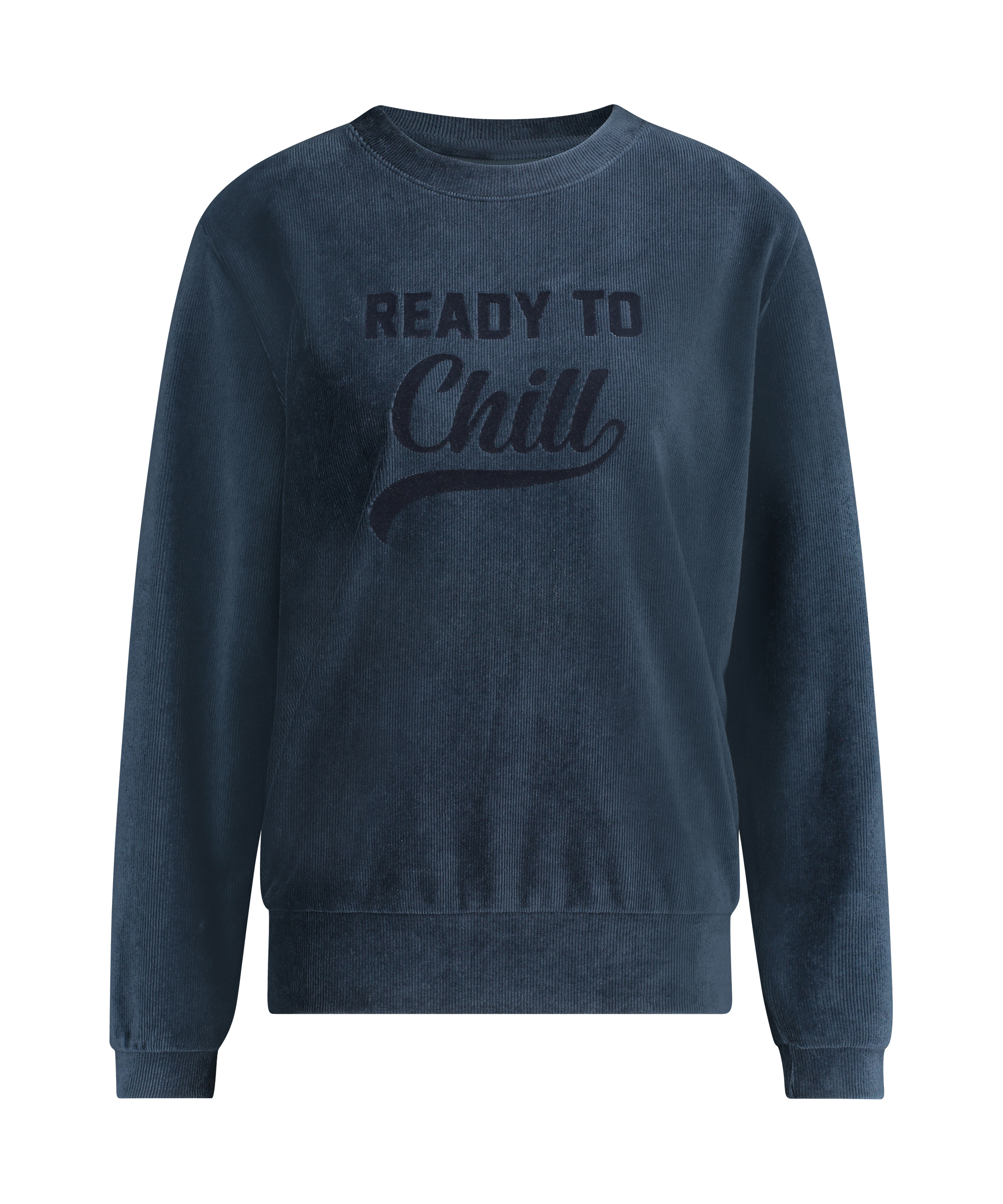 Top velour lange &aelig;rmer, Bl&aring;, main